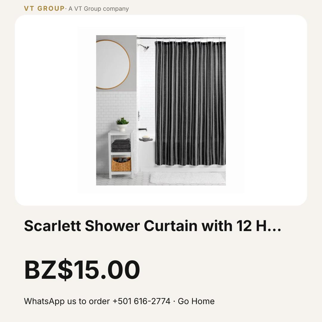 Scarlett Shower Curtain with 12 Hooks 13pc (SC-5067)