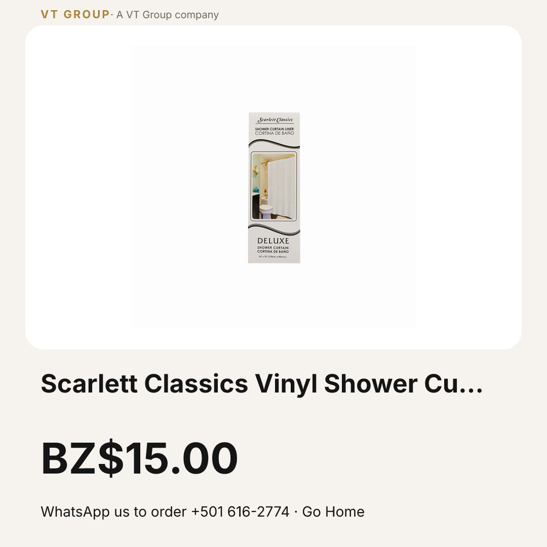Scarlett Classics Vinyl Shower Curtain, White, 178 x 183 cm (SC-LIN23WHITE)